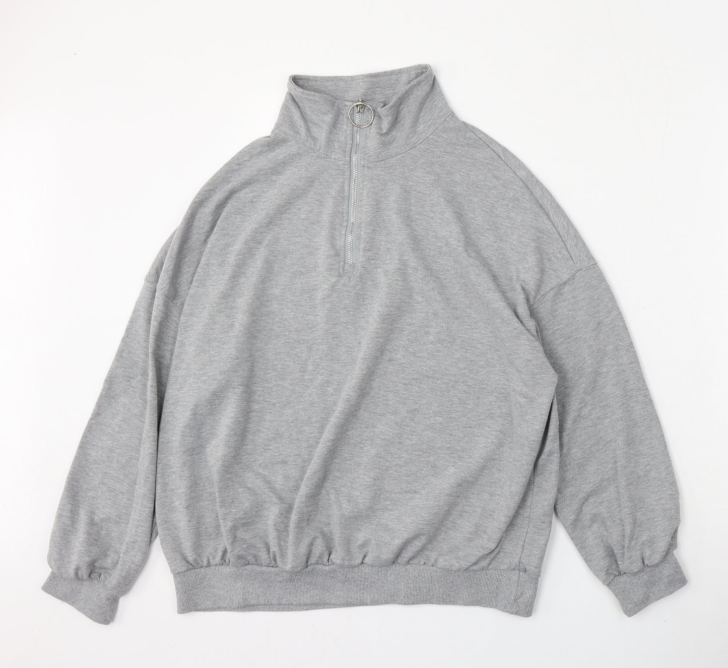 SheIn Womens Grey  Cotton Pullover Sweatshirt Size S  Zip