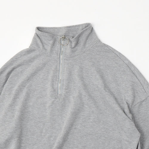 SheIn Womens Grey  Cotton Pullover Sweatshirt Size S  Zip