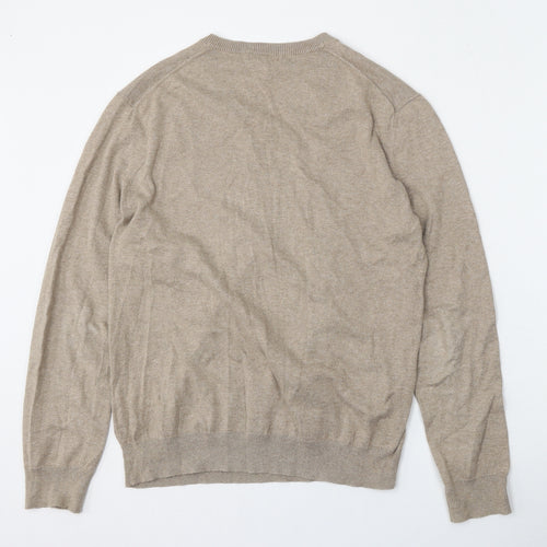 Gap Mens Beige V-Neck  Cotton Pullover Jumper Size M