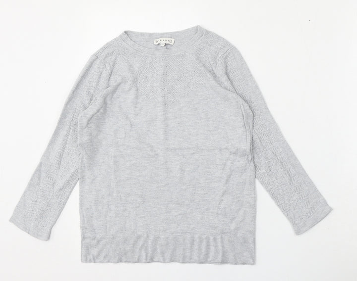 Warehouse Womens Grey Round Neck Viscose Pullover Jumper Size 10