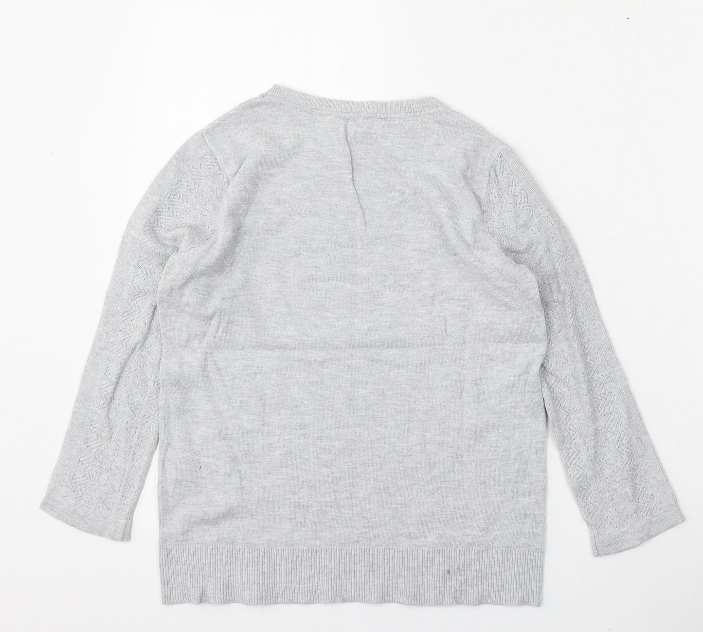 Warehouse Womens Grey Round Neck  Viscose Pullover Jumper Size 10