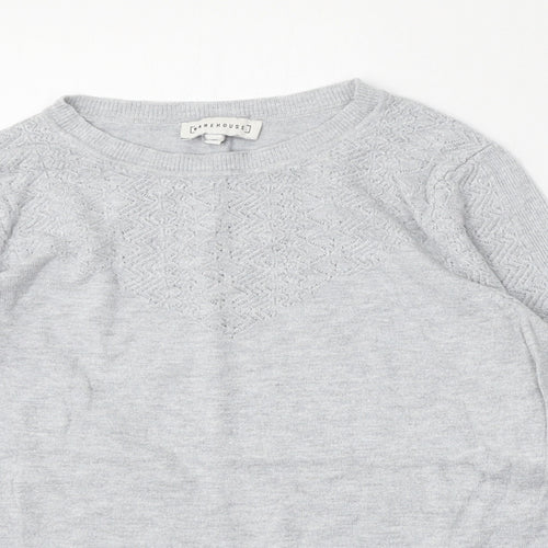 Warehouse Womens Grey Round Neck  Viscose Pullover Jumper Size 10