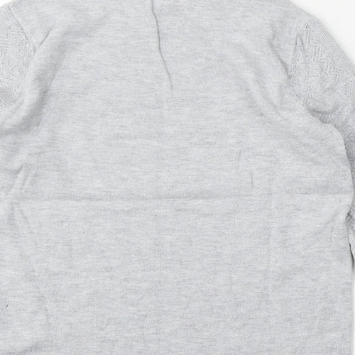 Warehouse Womens Grey Round Neck  Viscose Pullover Jumper Size 10