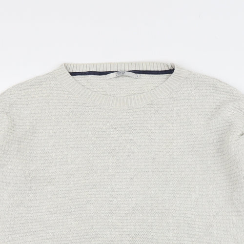 Dickens & Jones Mens Beige Round Neck  Cotton Pullover Jumper Size S