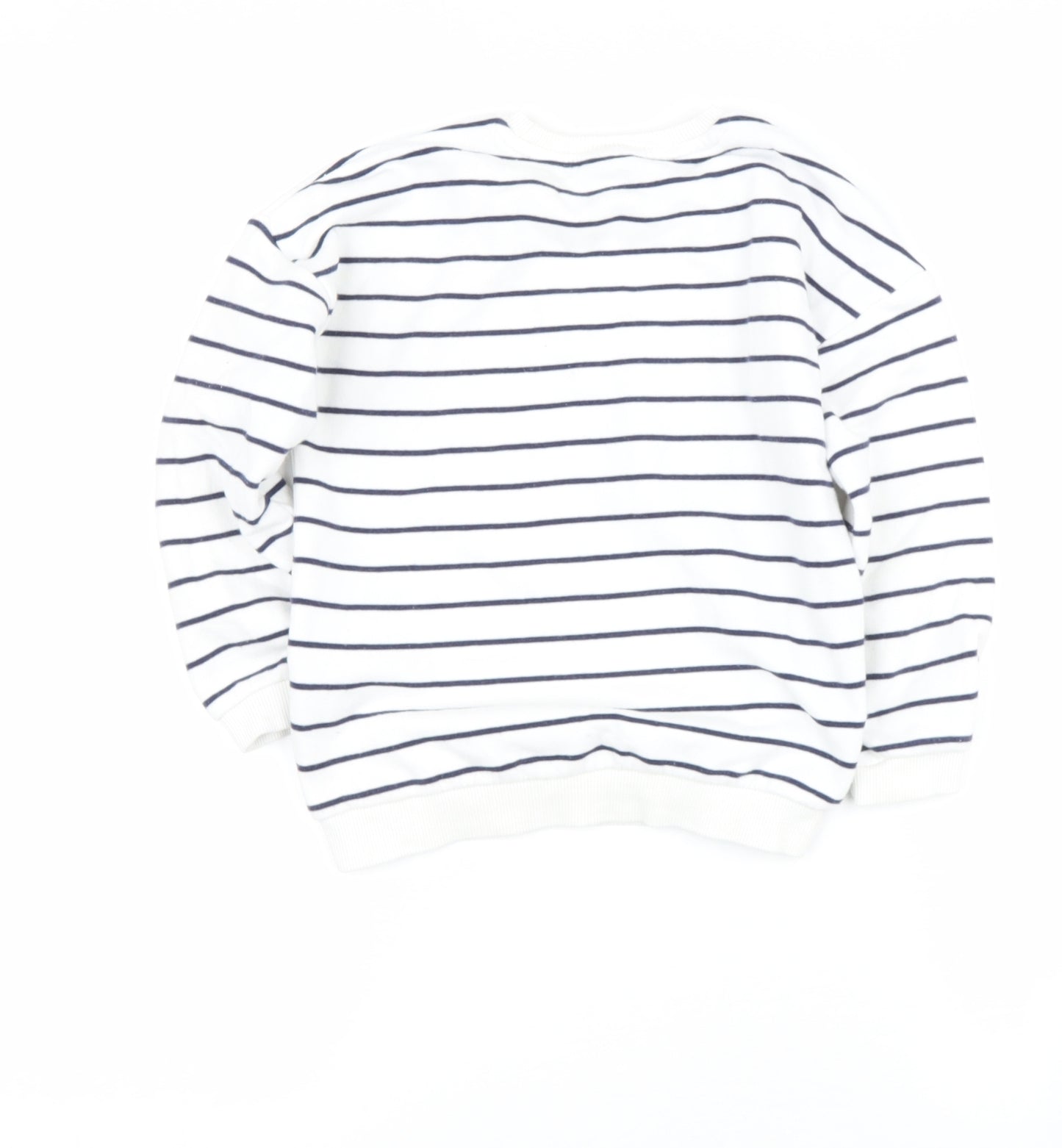 Preworn Boys Beige Round Neck Striped Cotton Henley Jumper Size 5-6 Years   - jurassic park