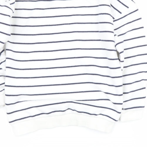 Preworn Boys Beige Round Neck Striped Cotton Henley Jumper Size 5-6 Years   - jurassic park