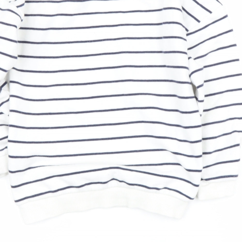 Preworn Boys Beige Round Neck Striped Cotton Henley Jumper Size 5-6 Years   - jurassic park