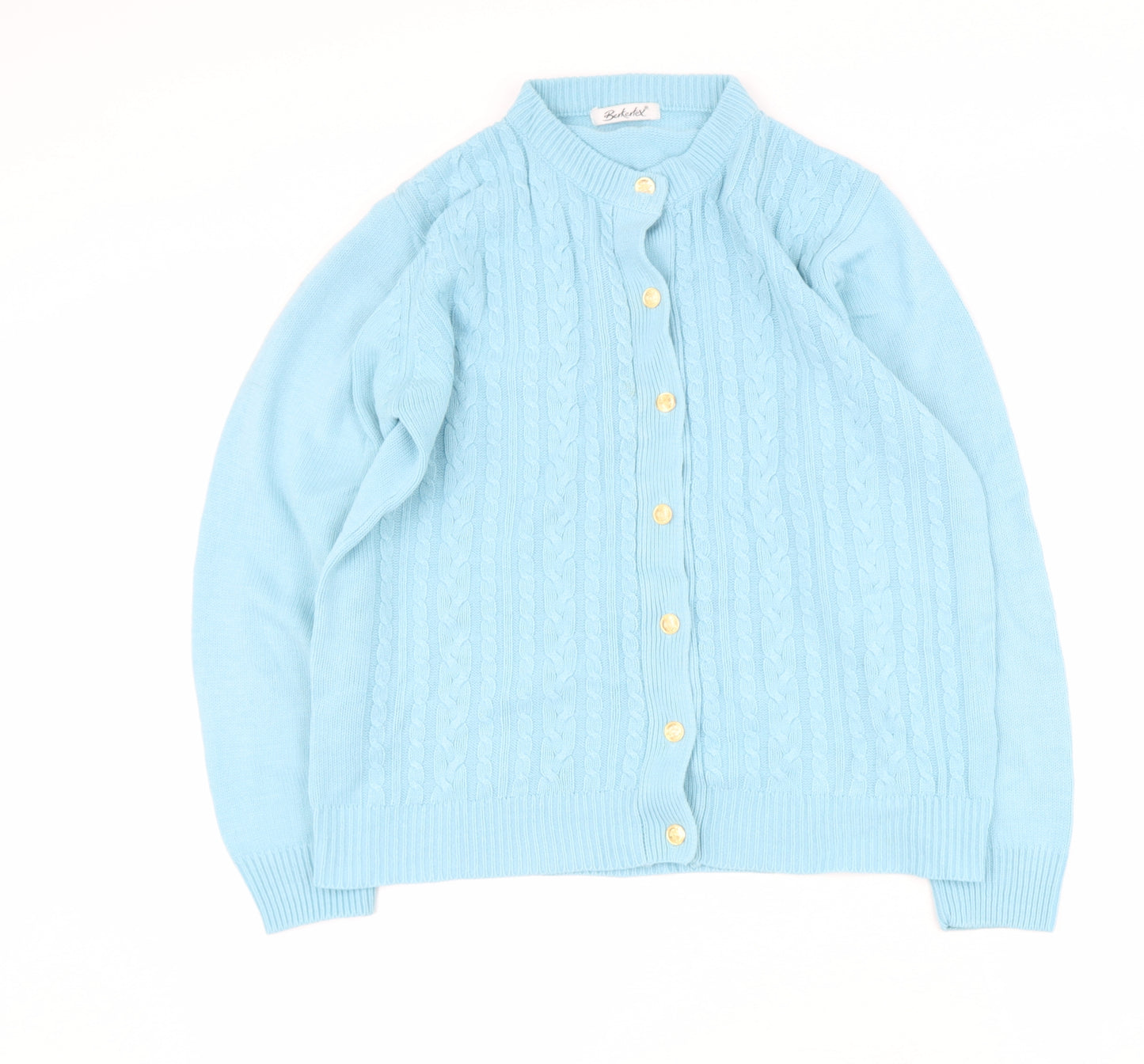 Berkertex Womens Blue Round Neck  Acrylic Pullover Jumper Size 10