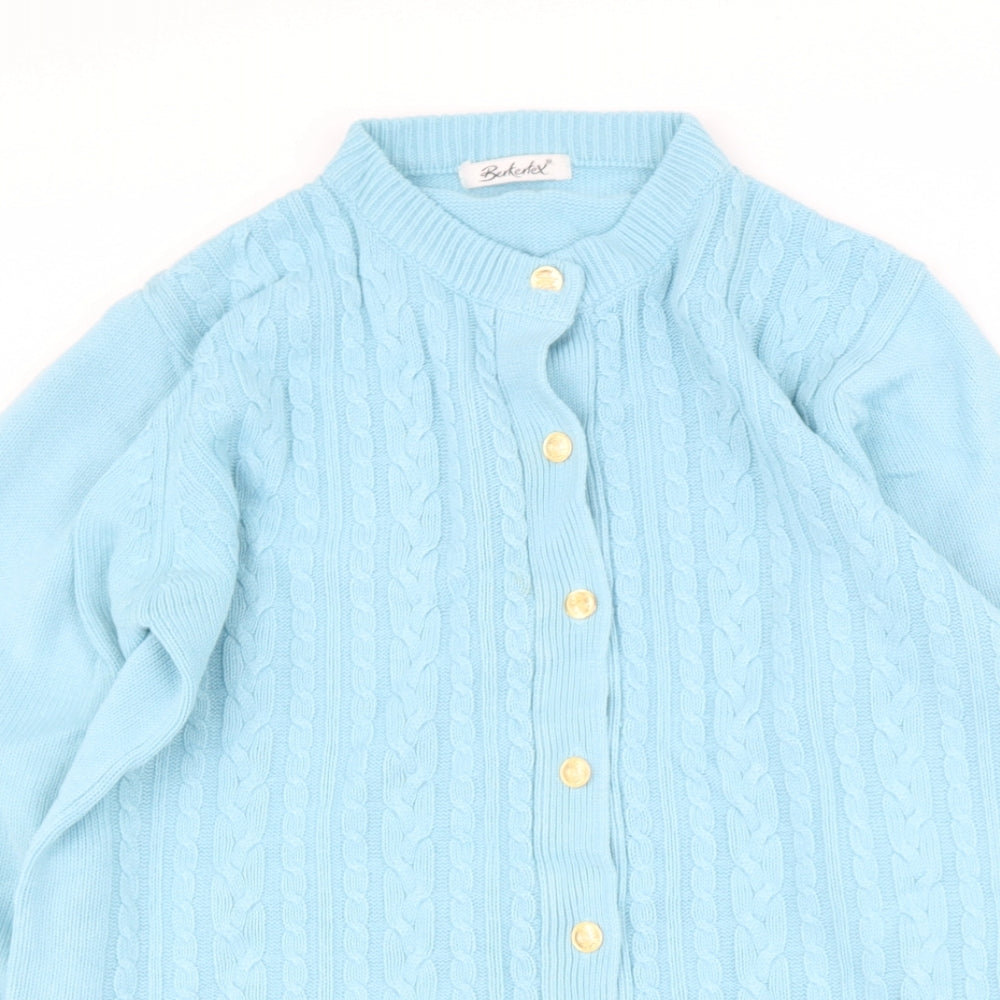 Berkertex Womens Blue Round Neck  Acrylic Pullover Jumper Size 10
