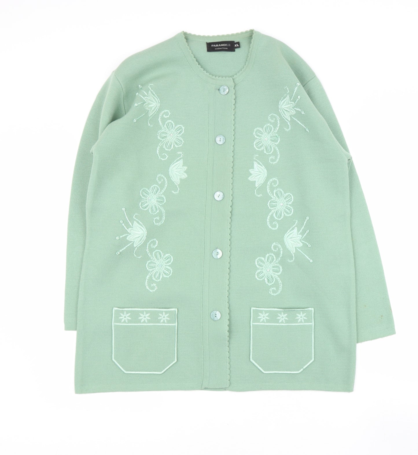 paramour Womens Green Scoop Neck  Acrylic Pullover Jumper Size XL