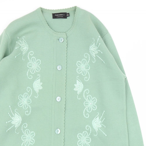 paramour Womens Green Scoop Neck  Acrylic Pullover Jumper Size XL