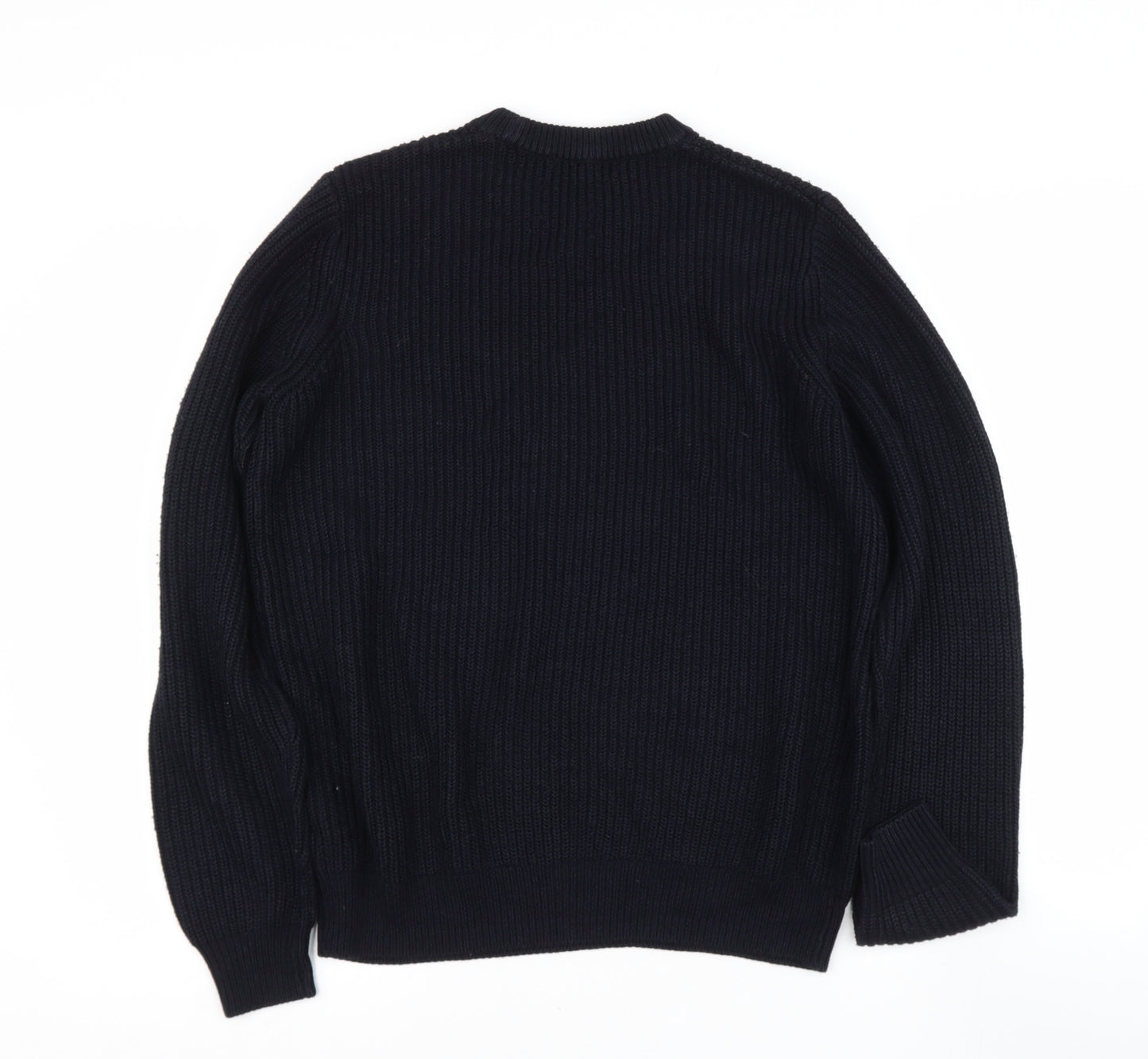 TU Mens Black Round Neck  Polyester Pullover Jumper Size M