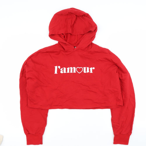 H&M Womens Red  Cotton Pullover Sweatshirt Size S   - Heart