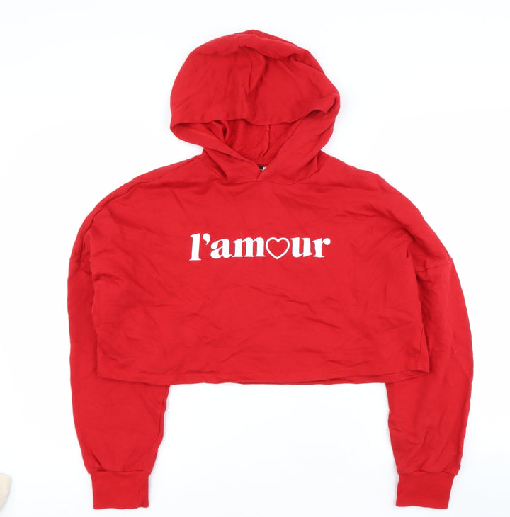 H&M Womens Red Cotton Pullover Sweatshirt Size S - Heart