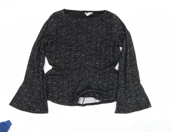 H&M Womens Black Round Neck Polyester Pullover Jumper Size M