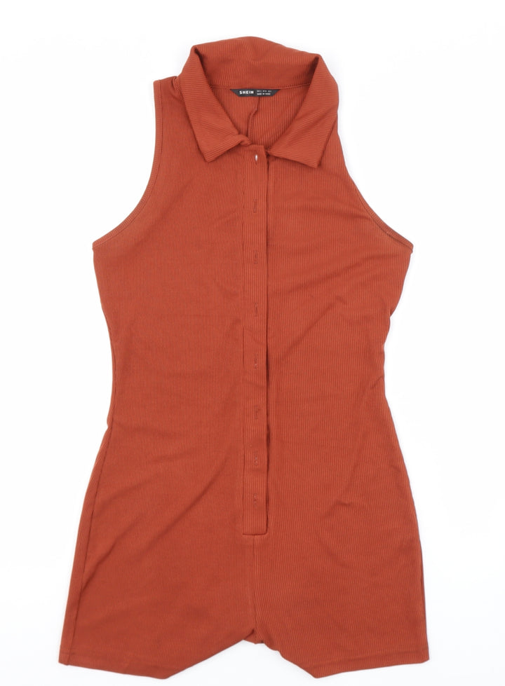 shien Womens Brown  Polyester Romper One-Piece Size S