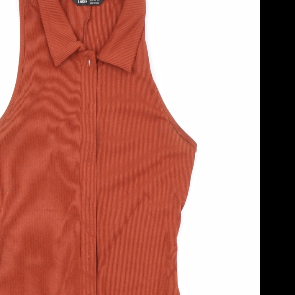 shien Womens Brown  Polyester Romper One-Piece Size S