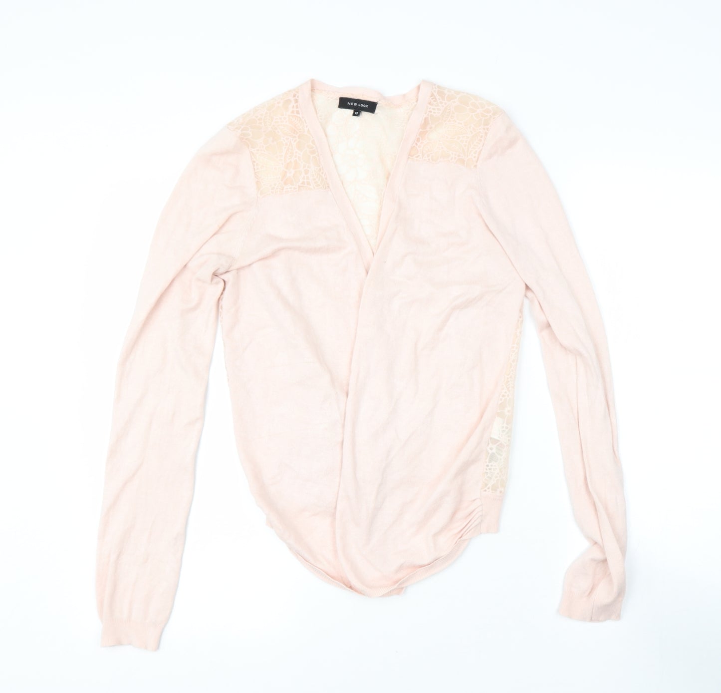 NEWLOOK Womens Pink V-Neck  Viscose Cape Jumper Size 12