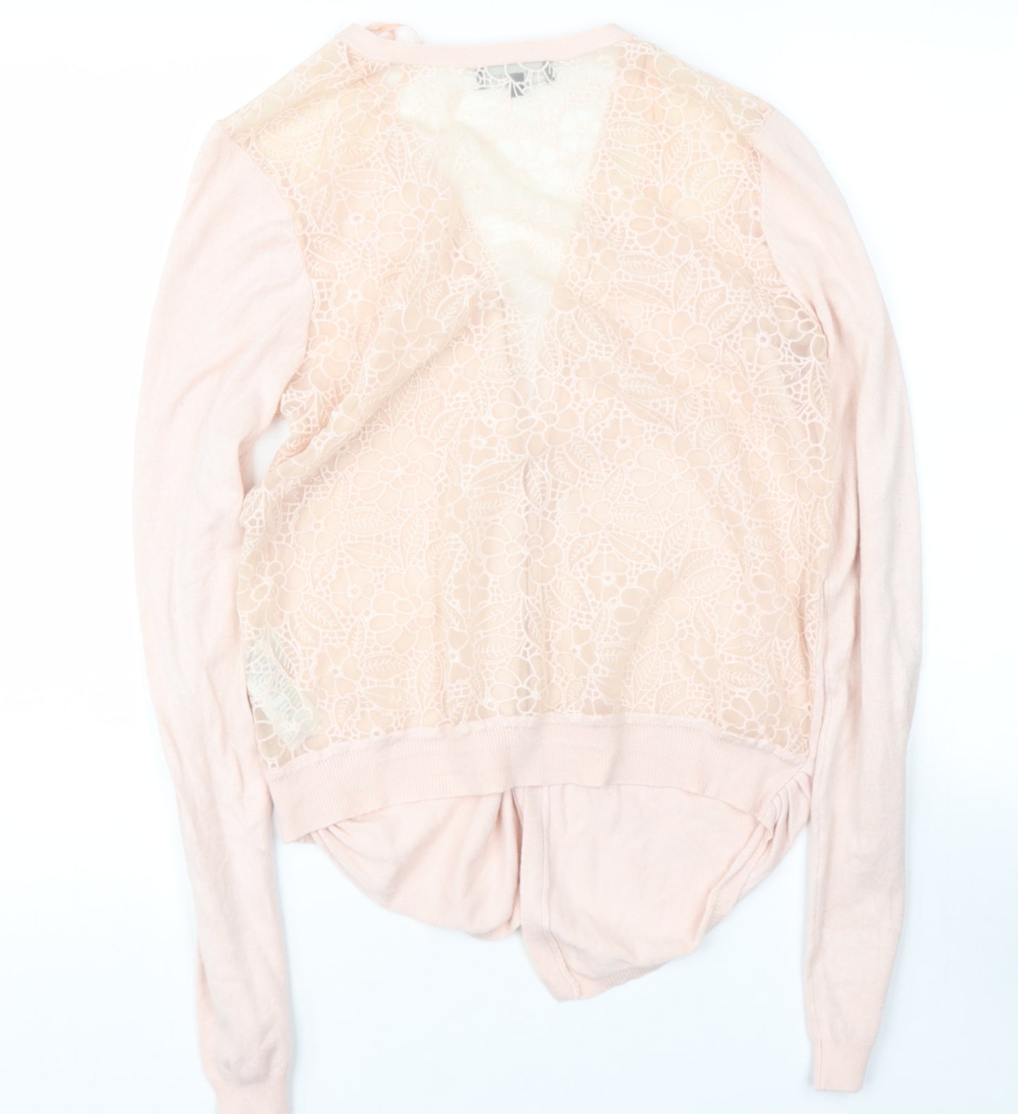 NEWLOOK Womens Pink V-Neck  Viscose Cape Jumper Size 12