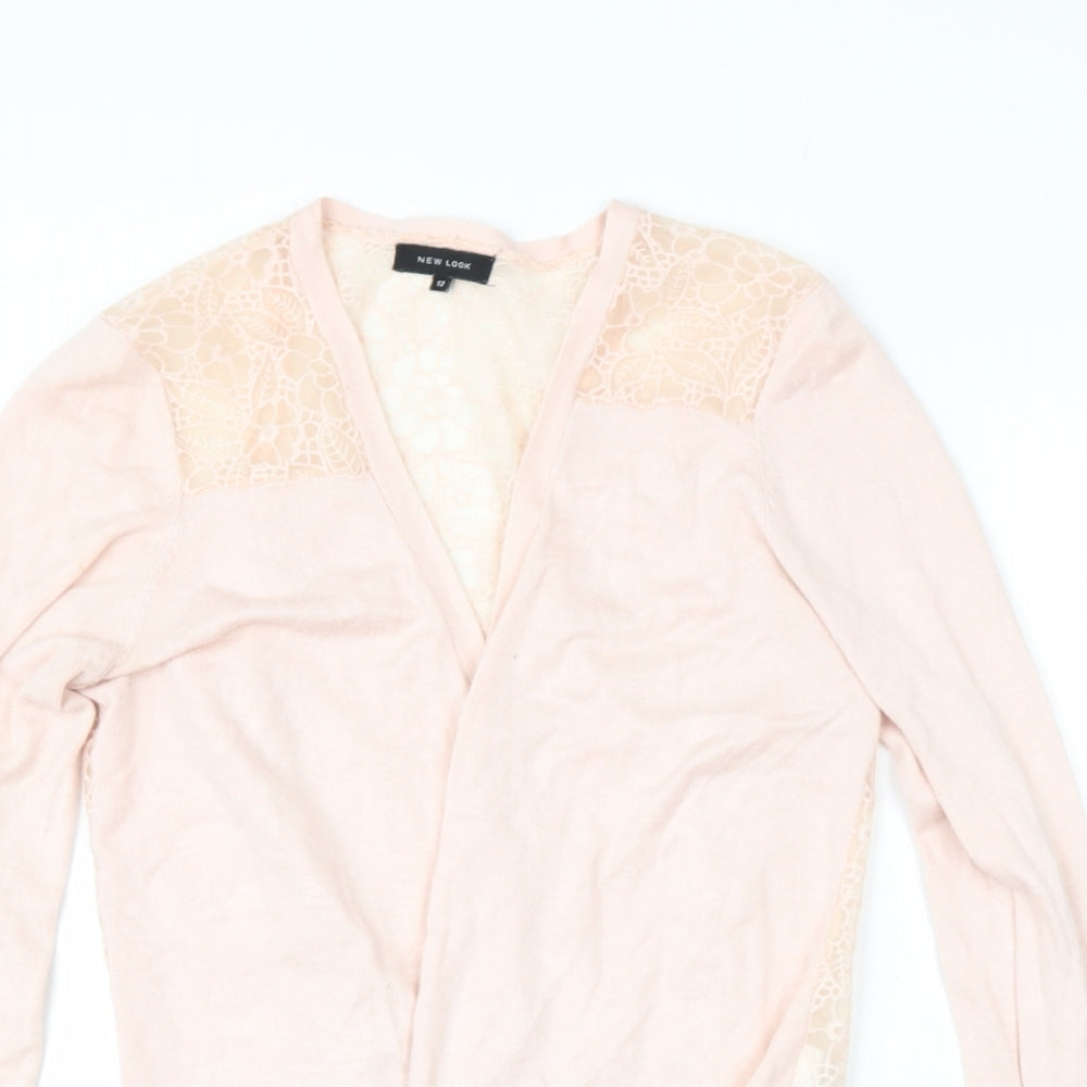 NEWLOOK Womens Pink V-Neck  Viscose Cape Jumper Size 12