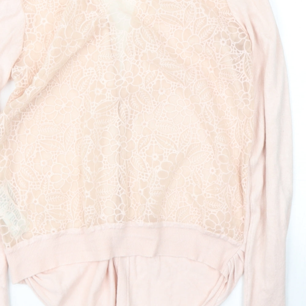 NEWLOOK Womens Pink V-Neck  Viscose Cape Jumper Size 12