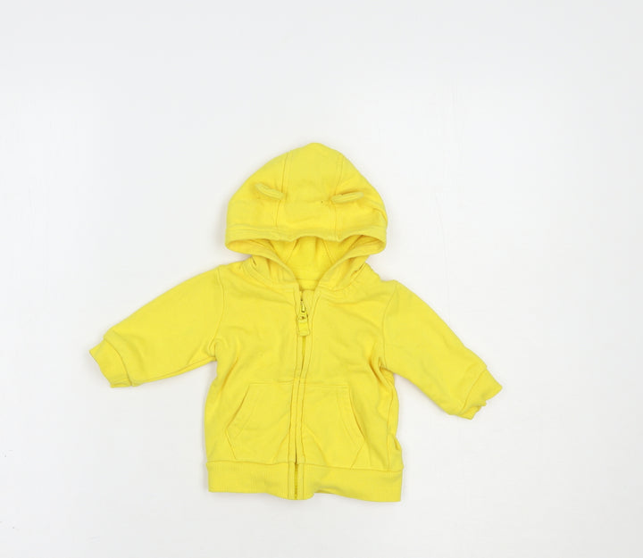 George Baby Yellow Cotton Full Zip Jumper Size 0-3 Months Zip
