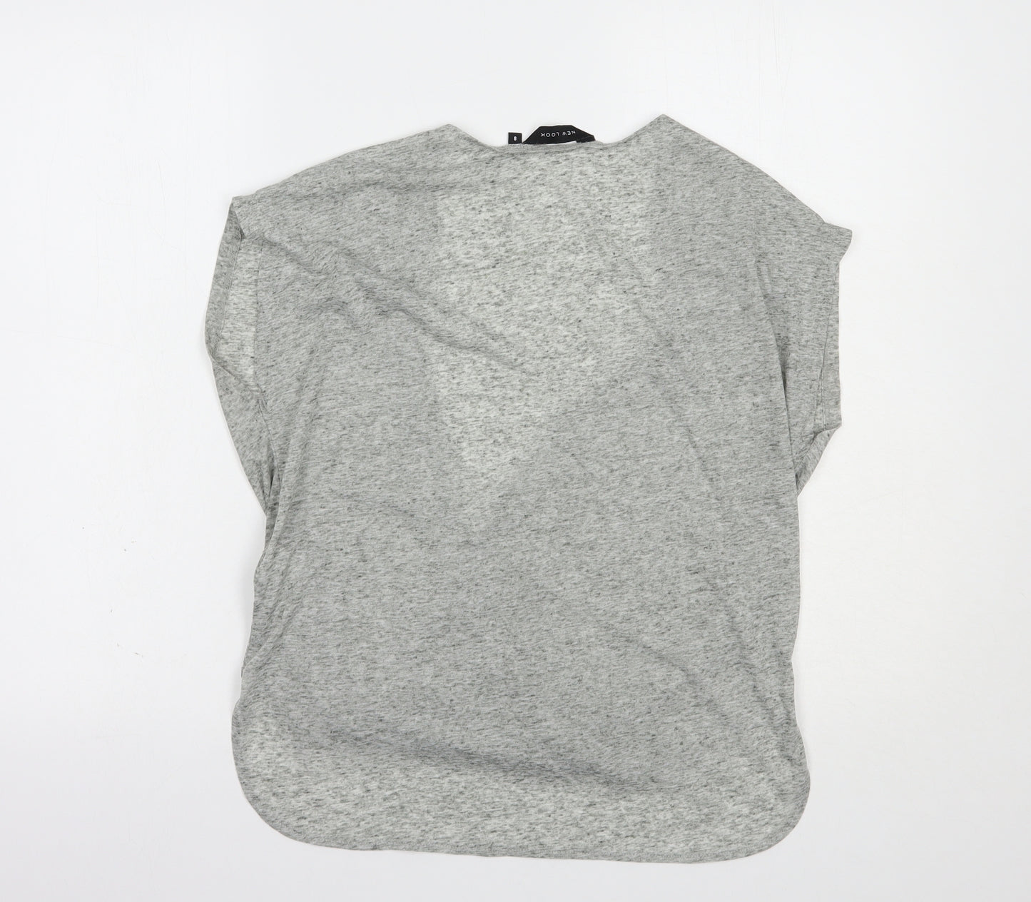 New Look Womens Grey  Polyester Basic Blouse Size 8 V-Neck