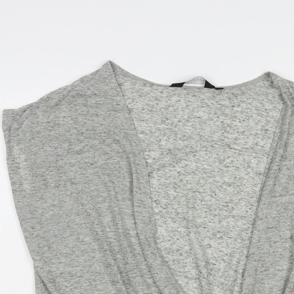 New Look Womens Grey  Polyester Basic Blouse Size 8 V-Neck