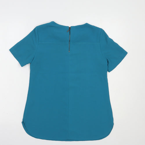 Dunnes Stores Womens Blue  Polyester Basic Blouse Size 10 Round Neck - Embellished Neckline