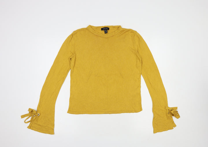 New Look Womens Yellow Crew Neck Viscose Pullover Jumper Size 8