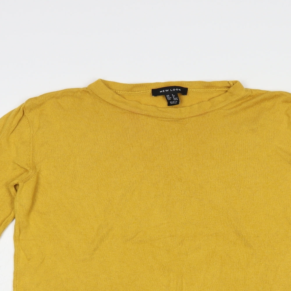 New Look Womens Yellow Crew Neck  Viscose Pullover Jumper Size 8