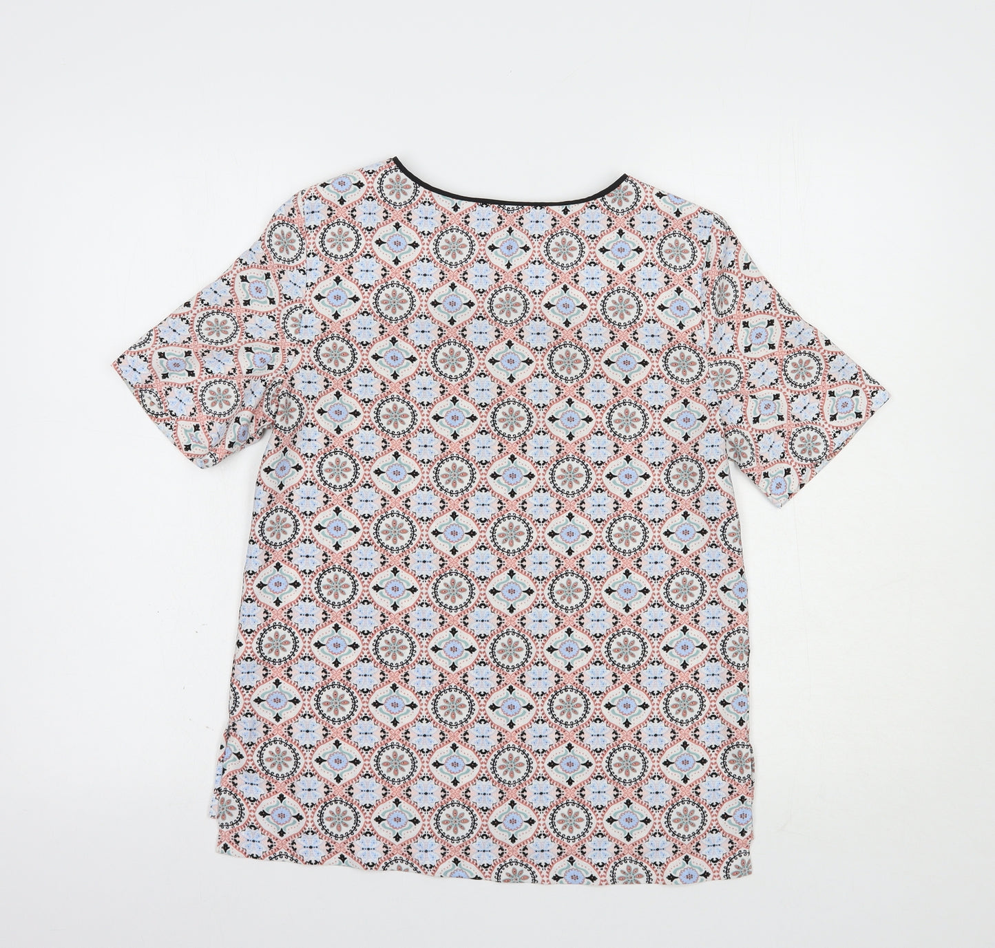 Marks and Spencer Womens Multicoloured Paisley Polyester Basic Blouse Size 8 Round Neck
