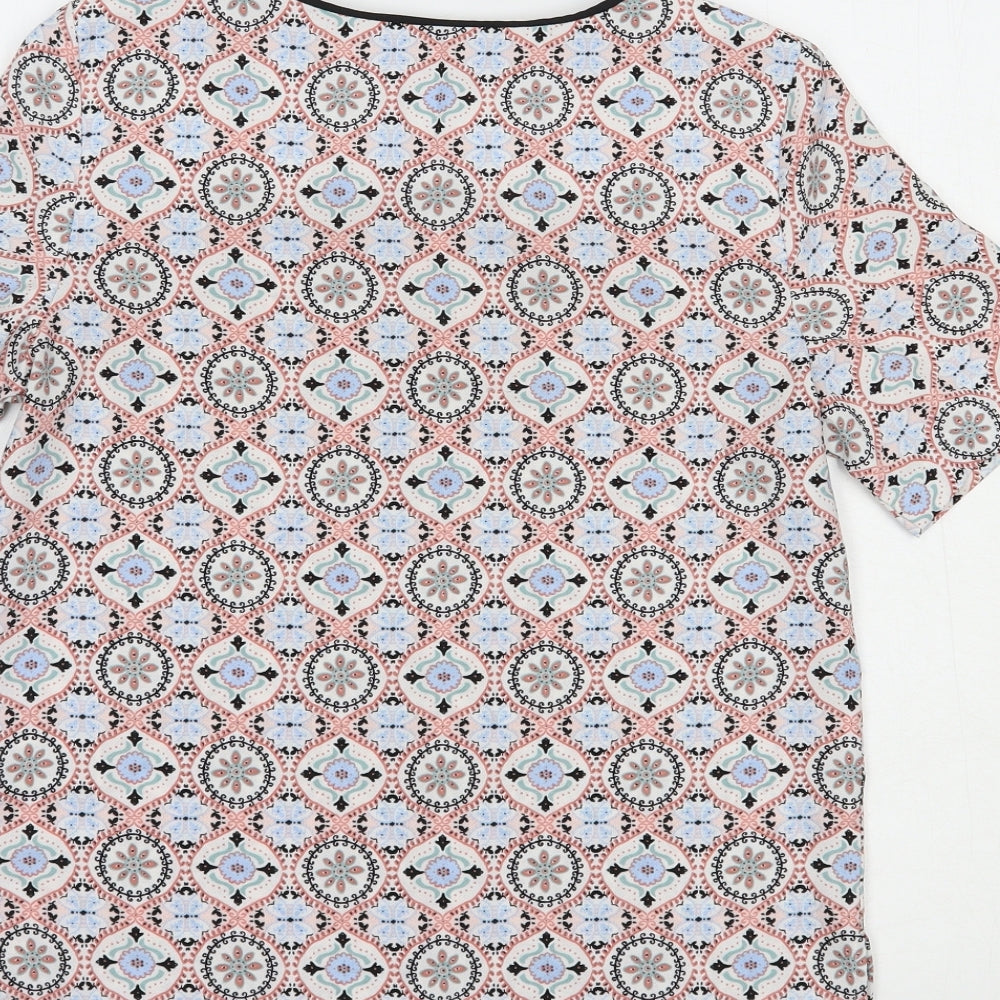 Marks and Spencer Womens Multicoloured Paisley Polyester Basic Blouse Size 8 Round Neck