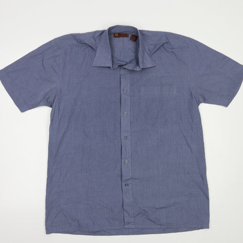 Hazard Mens Blue  Polyester  Button-Up Size L Collared Button