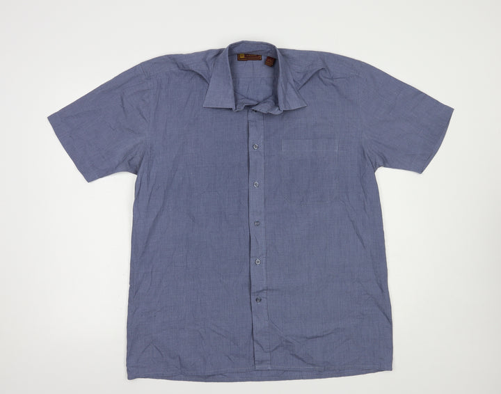 Hazard Mens Blue  Polyester  Button-Up Size L Collared Button
