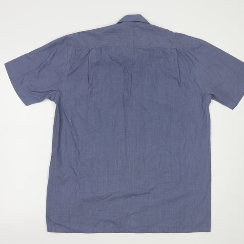 Hazard Mens Blue  Polyester  Button-Up Size L Collared Button