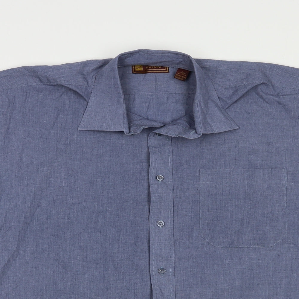 Hazard Mens Blue  Polyester  Button-Up Size L Collared Button