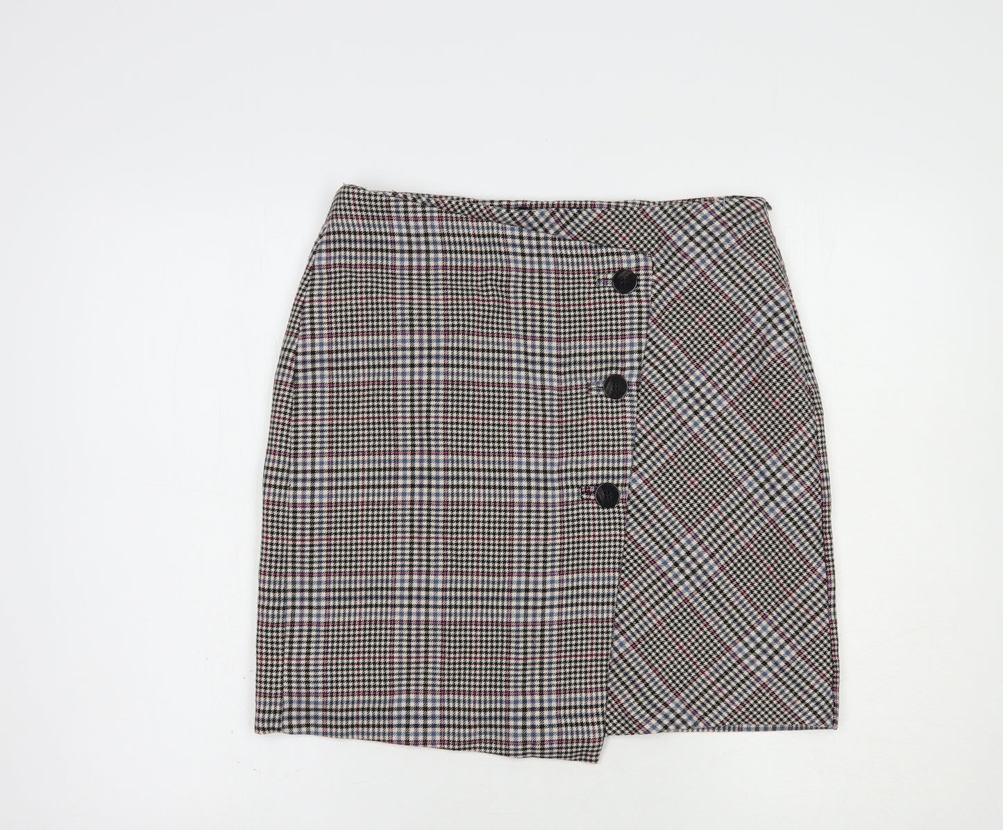 Dunnes Stores Womens Grey Plaid Polyester Straight & Pencil Skirt Size 12   Zip