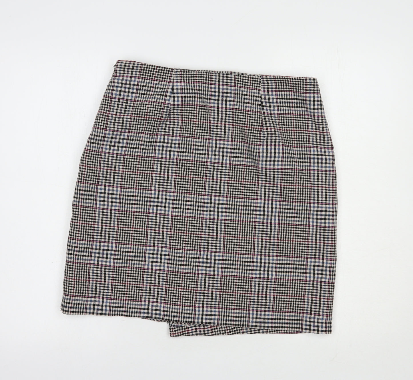 Dunnes Stores Womens Grey Plaid Polyester Straight & Pencil Skirt Size 12   Zip