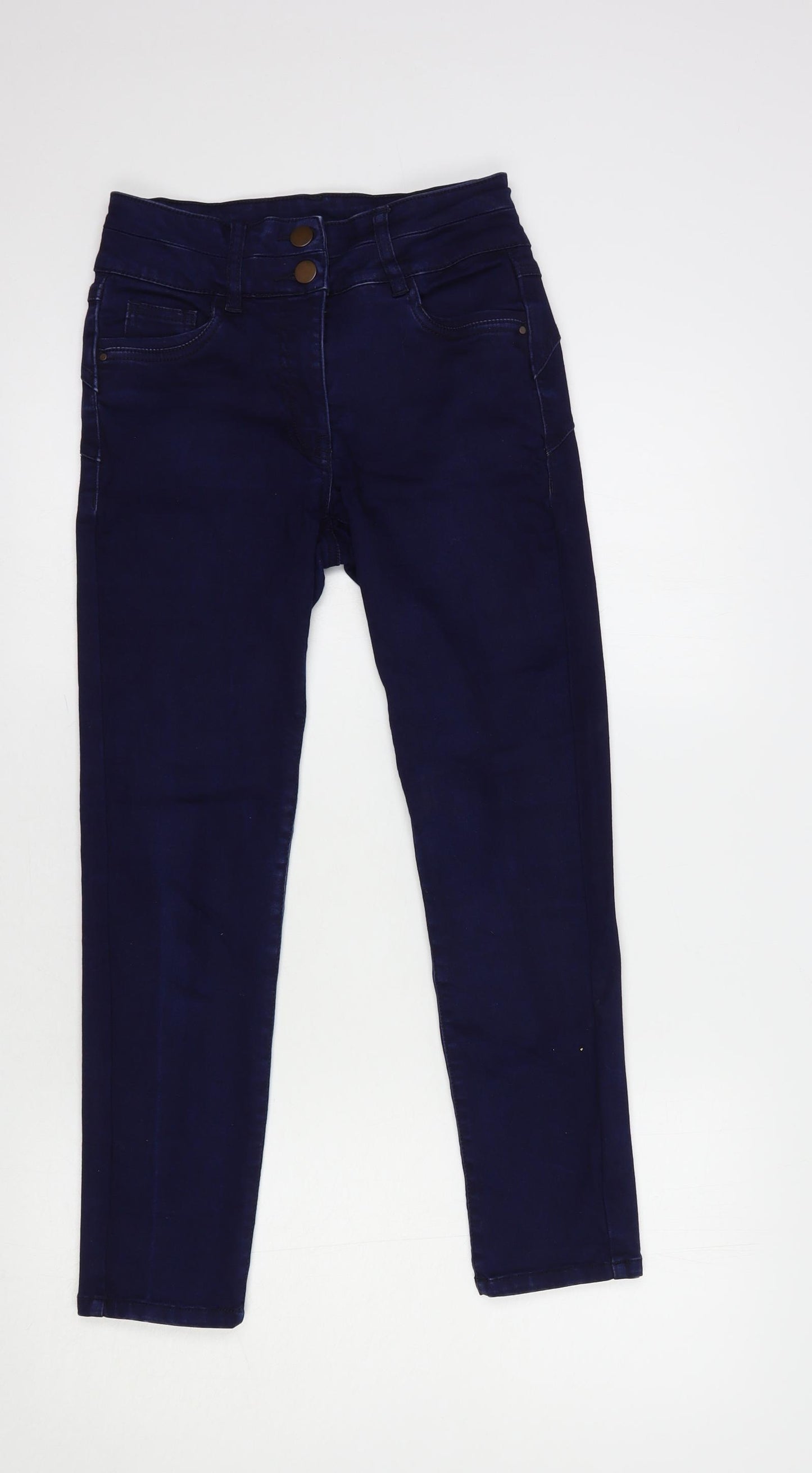 M&Co Womens Blue  Cotton Skinny Jeans Size 8 L25 in Regular Button