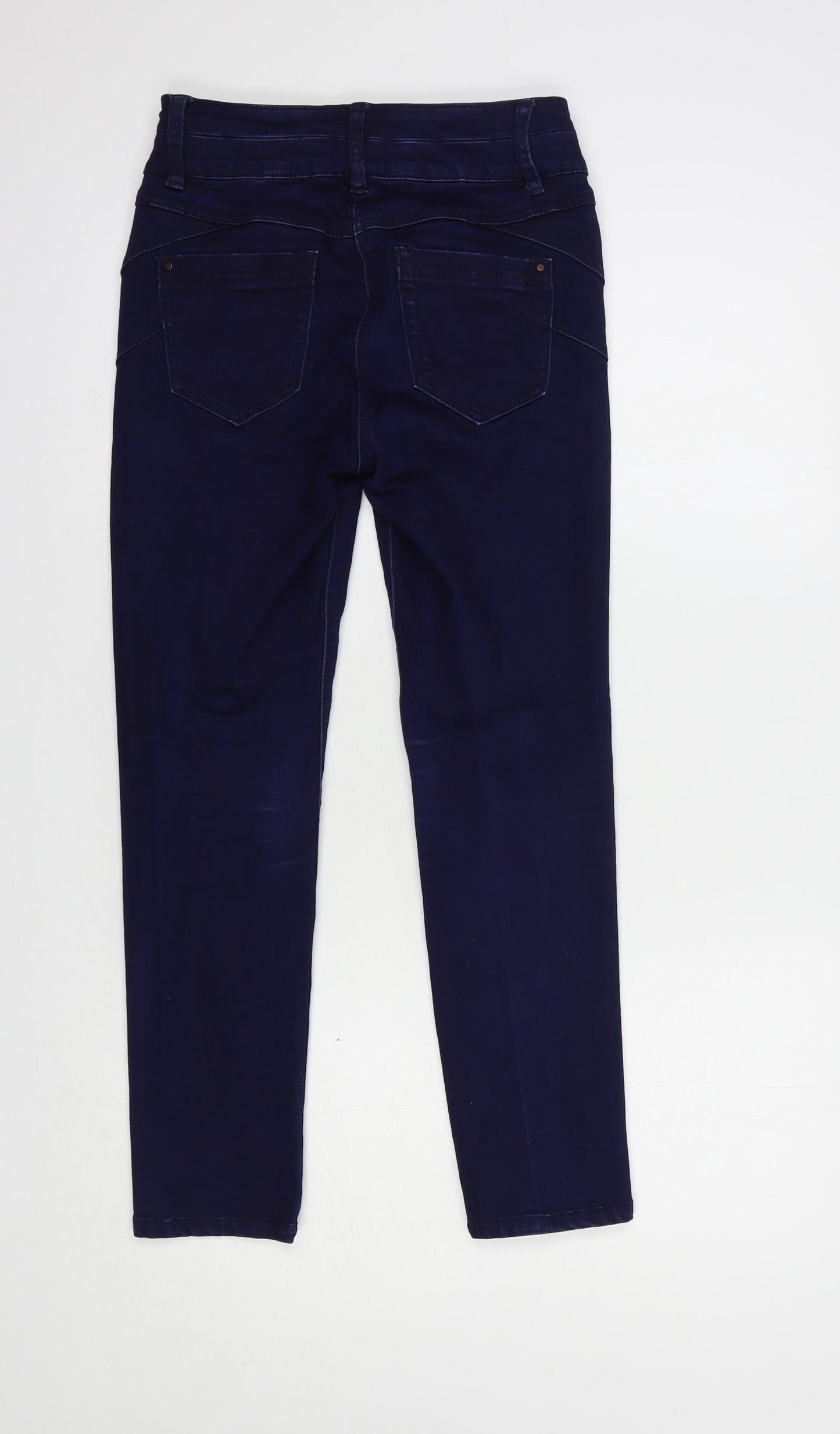M&Co Womens Blue  Cotton Skinny Jeans Size 8 L25 in Regular Button