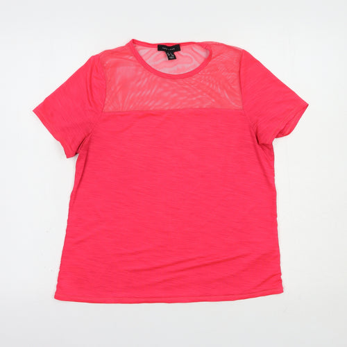New Look Womens Pink  Polyester Basic T-Shirt Size S Crew Neck