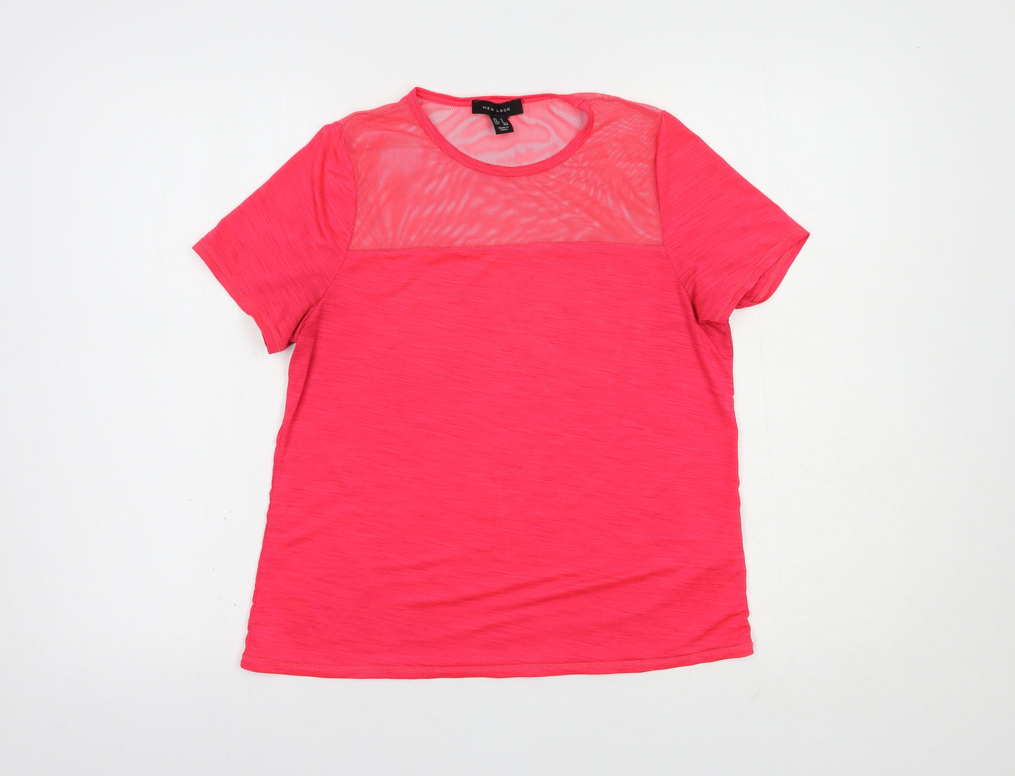 New Look Womens Pink  Polyester Basic T-Shirt Size S Crew Neck