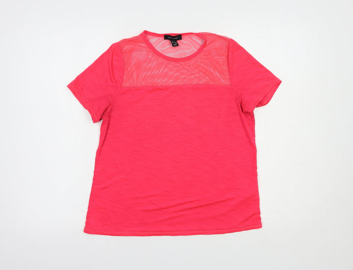 New Look Womens Pink  Polyester Basic T-Shirt Size S Crew Neck