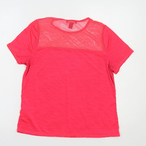 New Look Womens Pink  Polyester Basic T-Shirt Size S Crew Neck