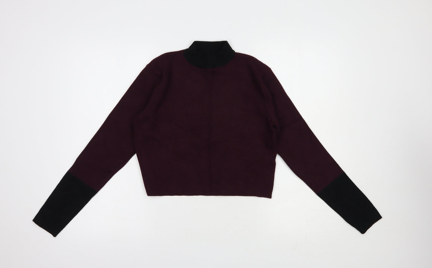 New Look Womens Purple Mock Neck  Viscose Pullover Jumper Size 10   - Cropped