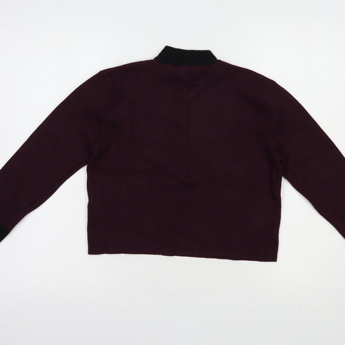 New Look Womens Purple Mock Neck  Viscose Pullover Jumper Size 10   - Cropped