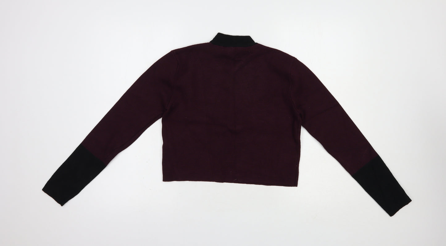New Look Womens Purple Mock Neck  Viscose Pullover Jumper Size 10   - Cropped