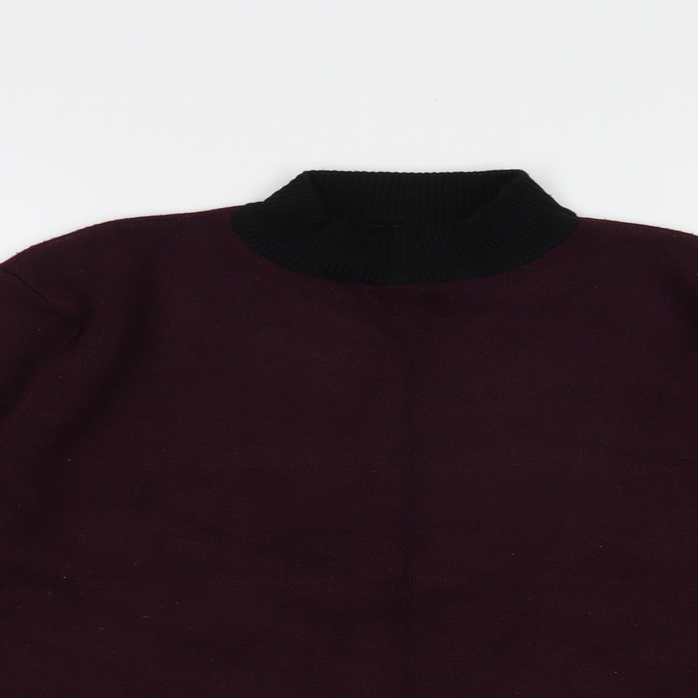 New Look Womens Purple Mock Neck  Viscose Pullover Jumper Size 10   - Cropped