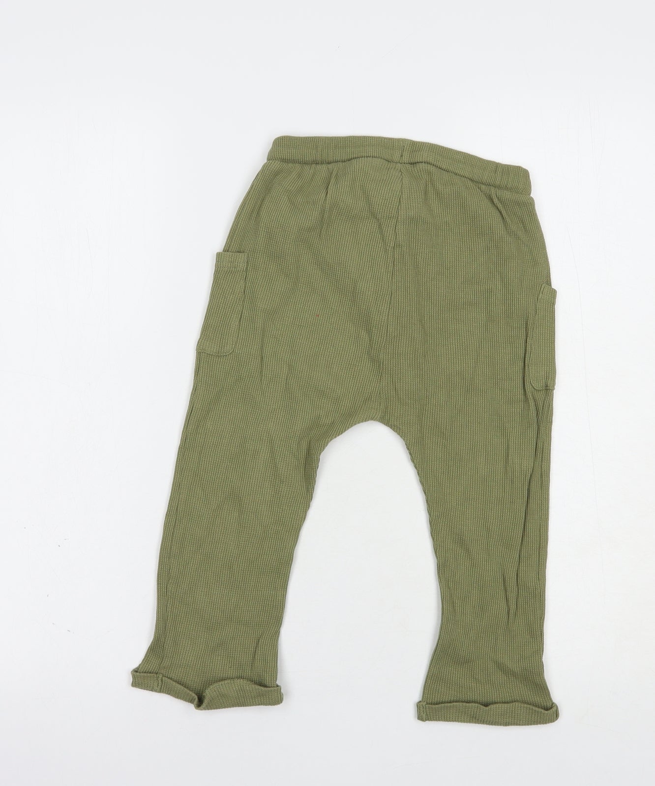 H&M Boys Green  Cotton Jegging Trousers Size 3-4 Years  Regular Drawstring